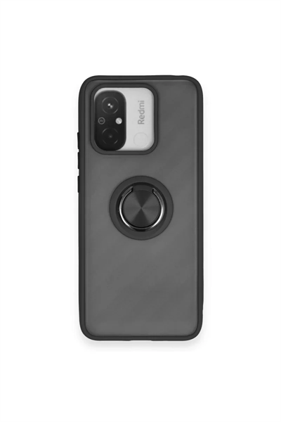 Xiaomi Redmi 12C Kılıf Montreal Yüzüklü Silikon Kapak - Siyah
