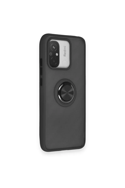 Xiaomi Redmi 12C Kılıf Montreal Yüzüklü Silikon Kapak - Siyah