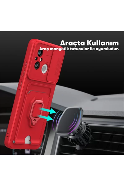 Xiaomi Redmi 12C Kılıf Zuma Kartvizitli Yüzüklü Silikon - Siyah