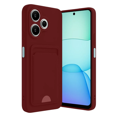 Xiaomi Redmi 13 4G Kılıf Kelvin Kartvizitli Silikon - Bordo
