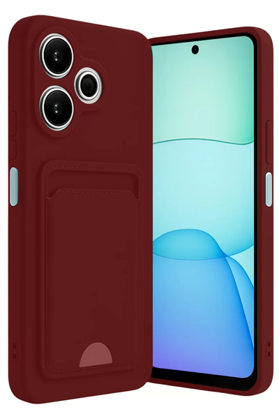Xiaomi Redmi 13 4G Kılıf Kelvin Kartvizitli Silikon - Bordo