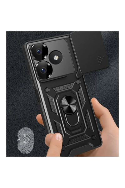 Xiaomi Redmi 13 4G Kılıf Pars Lens Yüzüklü Silikon - Gümüş