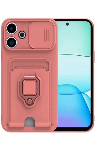 Xiaomi Redmi 13 4G Kılıf Zuma Kartvizitli Yüzüklü Silikon - Pembe