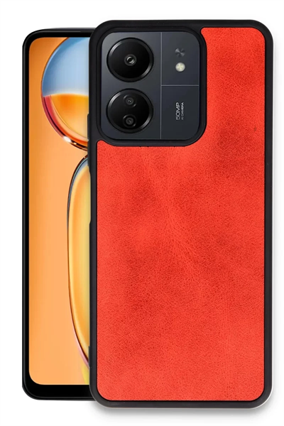 Xiaomi Redmi 13C Kılıf Aras Deri Kapak - Kırmızı