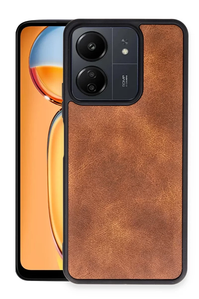 Xiaomi Redmi 13C Kılıf Aras Deri Kapak - Taba