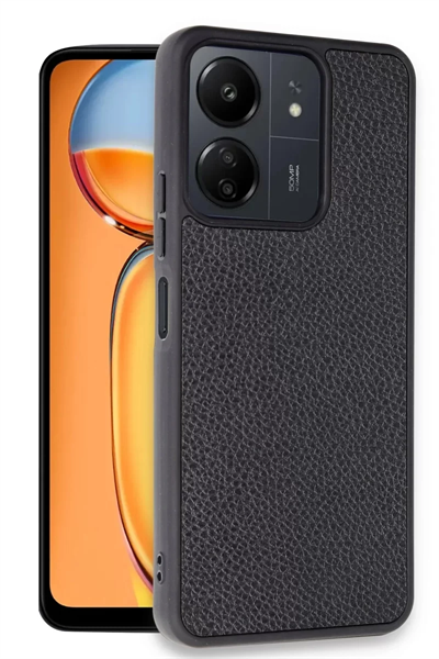 Xiaomi Redmi 13C Kılıf Aras Deri Kapak - Siyah