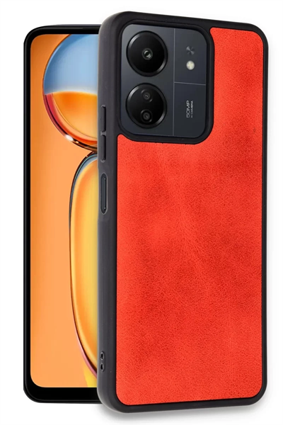 Xiaomi Redmi 13C Kılıf Aras Deri Kapak - Kırmızı