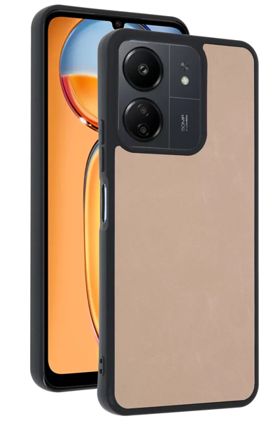 Xiaomi Redmi 13C Kılıf Aras Deri Kapak - Pudra