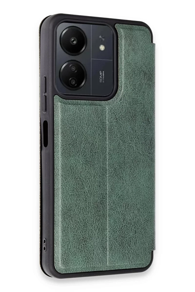 Xiaomi Redmi 13C Kılıf Flip Cover - Koyu Yeşil