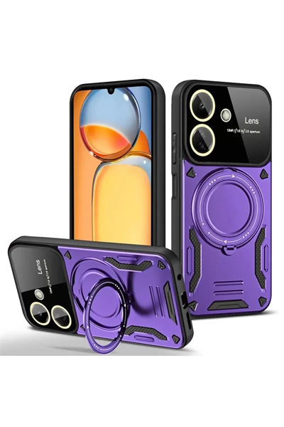 Xiaomi Redmi 13C Kılıf Joy Lens Standlı Kapak - Mor