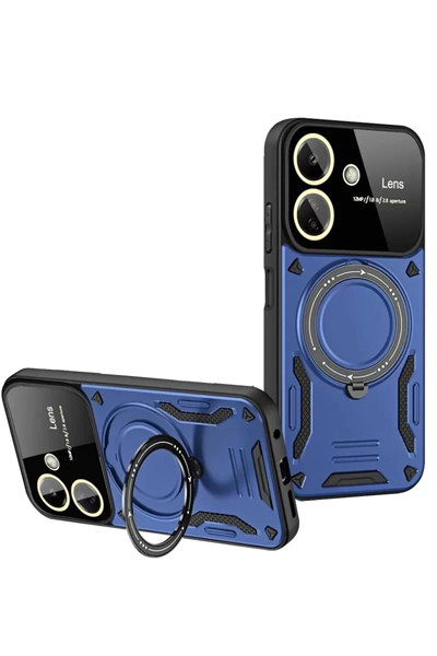 Xiaomi Redmi 13C Kılıf Joy Lens Standlı Kapak - Lacivert