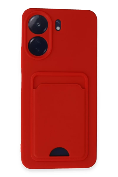 Xiaomi Redmi 13C Kılıf Kelvin Kartvizitli Silikon - Kırmızı