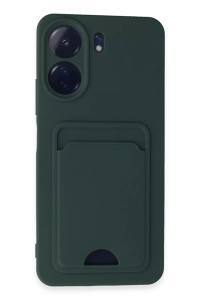 Xiaomi Redmi 13C Kılıf Kelvin Kartvizitli Silikon - Koyu Yeşil