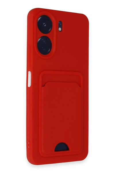 Xiaomi Redmi 13C Kılıf Kelvin Kartvizitli Silikon - Kırmızı