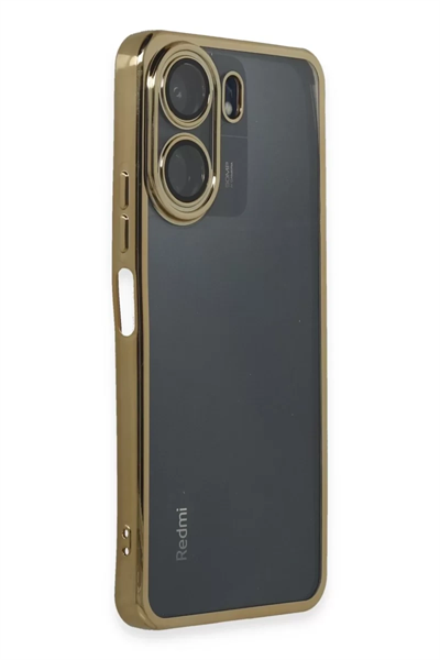 Xiaomi Redmi 13C Kılıf Lensli Silikon - Gold