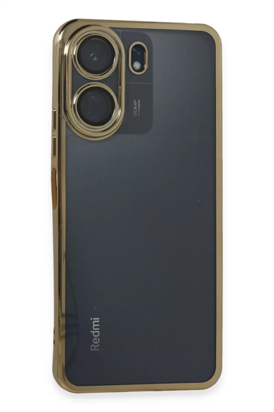 Xiaomi Redmi 13C Kılıf Lensli Silikon - Gold