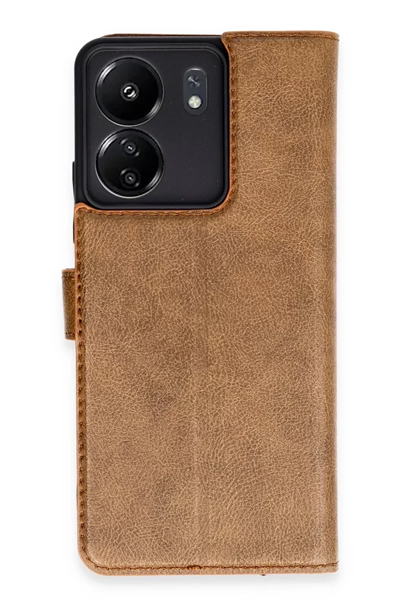 Xiaomi Redmi 13C Kılıf Trend S Plus Kapaklı Kılıf - Taba