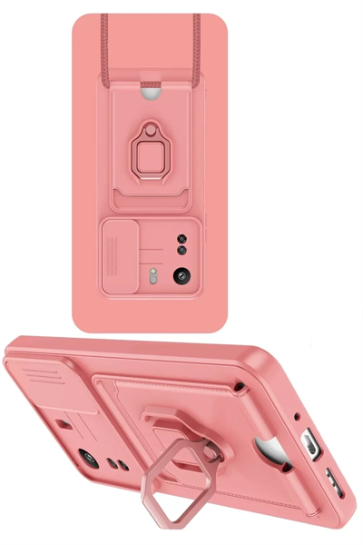 Xiaomi Redmi 13C Kılıf Zuma Kartvizitli Yüzüklü Silikon - Pembe