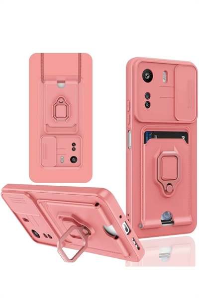 Xiaomi Redmi 13C Kılıf Zuma Kartvizitli Yüzüklü Silikon - Pembe
