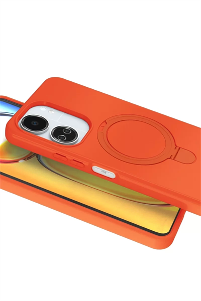 Xiaomi Redmi 13C Regal Magsafe Standlı Kapak - Turuncu