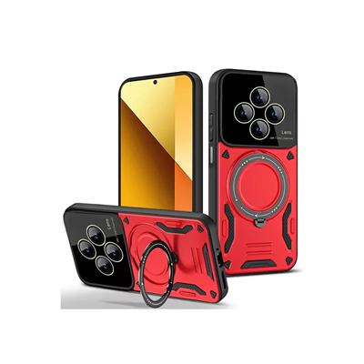 Xiaomi Redmi 14C Kılıf Joy Lens Standlı Kapak - Kırmızı