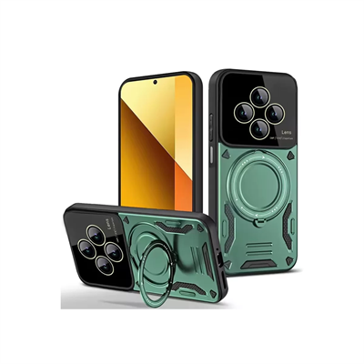 Xiaomi Redmi 14C Kılıf Joy Lens Standlı Kapak - Koyu Yeşil