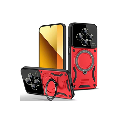 Xiaomi Redmi 14C Kılıf Joy Lens Standlı Kapak - Kırmızı
