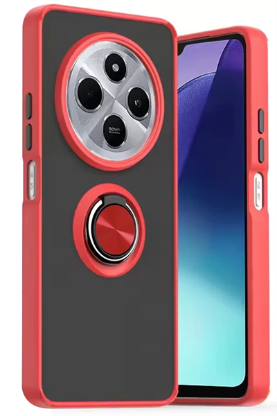 Xiaomi Redmi 14C Kılıf Montreal Yüzüklü Silikon Kapak - Kırmızı