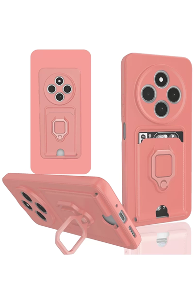 Xiaomi Redmi 14C Kılıf Zuma Kartvizitli Yüzüklü Silikon - Pembe
