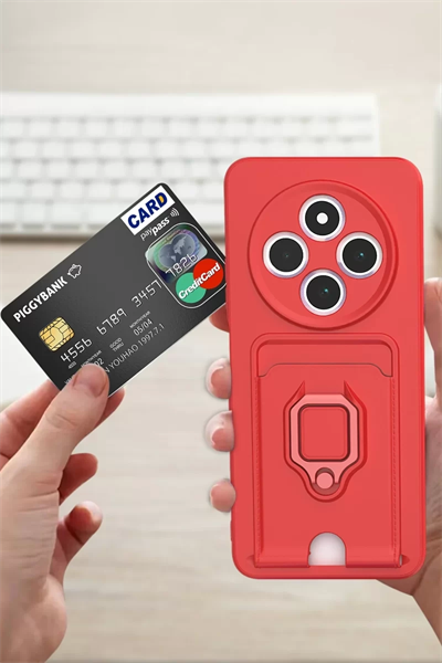 Xiaomi Redmi 14C Kılıf Zuma Kartvizitli Yüzüklü Silikon - Lila
