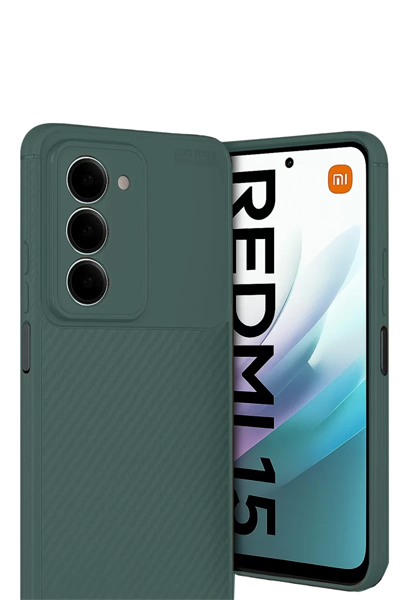 Xiaomi Redmi 15 4G Auto Focus Karbon Kapak - Koyu Yeşil