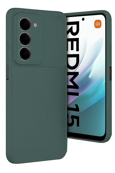 Xiaomi Redmi 15 4G Auto Focus Karbon Kapak - Koyu Yeşil