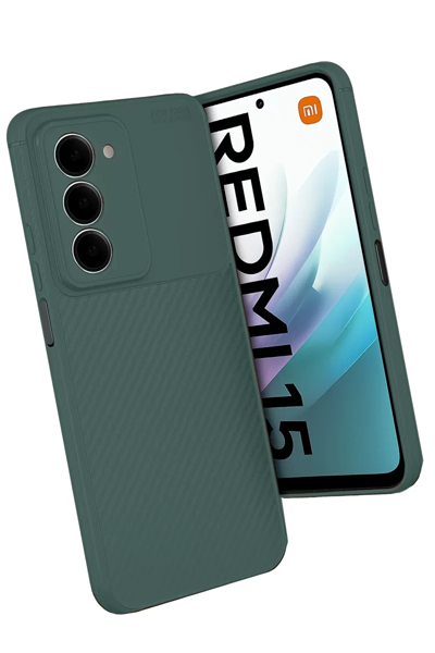 Xiaomi Redmi 15 4G Auto Focus Karbon Kapak - Koyu Yeşil