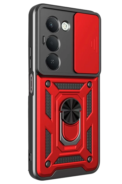 Xiaomi Redmi 15 4G Pars Lens Yüzüklü Silikon - Kırmızı