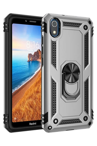 Xiaomi Redmi 7A Kılıf Sofya Yüzüklü Silikon Kapak - Gümüş
