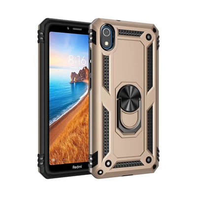 Xiaomi Redmi 7A Kılıf Sofya Yüzüklü Silikon Kapak - Gold