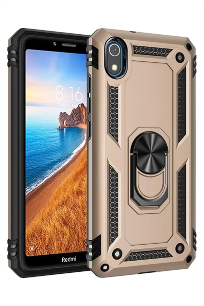 Xiaomi Redmi 7A Kılıf Sofya Yüzüklü Silikon Kapak - Gold