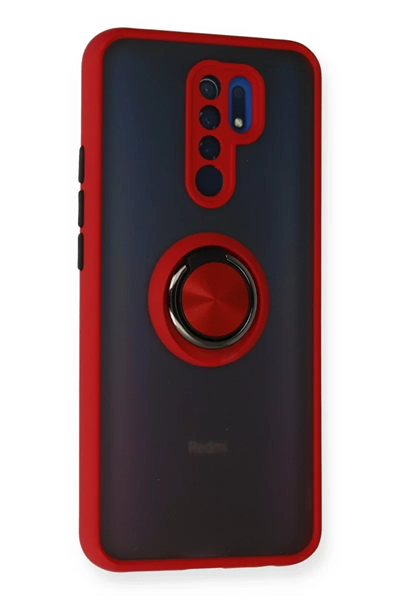 Xiaomi Redmi 9 Kılıf Montreal Yüzüklü Silikon Kapak - Kırmızı