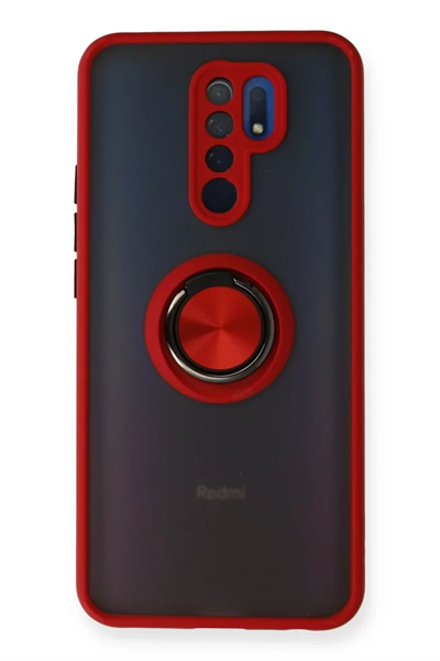 Xiaomi Redmi 9 Kılıf Montreal Yüzüklü Silikon Kapak - Kırmızı
