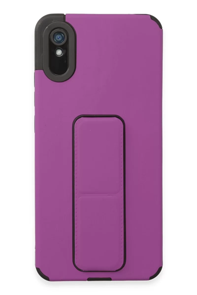 Xiaomi Redmi 9A Kılıf Mega Standlı Silikon - Mor