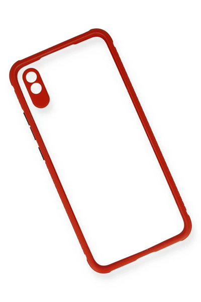 Xiaomi Redmi 9A Kılıf Miami Şeffaf Silikon - Kırmızı