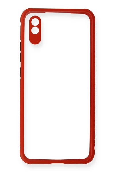Xiaomi Redmi 9A Kılıf Miami Şeffaf Silikon - Kırmızı