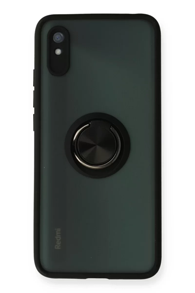 Xiaomi Redmi 9A Kılıf Montreal Yüzüklü Silikon Kapak - Siyah