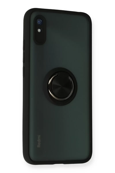 Xiaomi Redmi 9A Kılıf Montreal Yüzüklü Silikon Kapak - Siyah