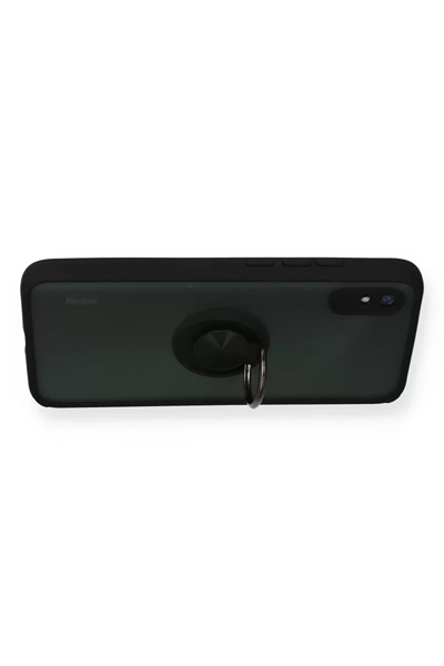 Xiaomi Redmi 9A Kılıf Montreal Yüzüklü Silikon Kapak - Siyah