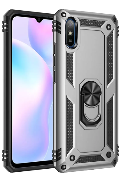 Xiaomi Redmi 9A Kılıf Sofya Yüzüklü Silikon Kapak - Gümüş