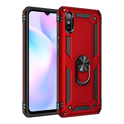 Xiaomi Redmi 9A Kılıf Sofya Yüzüklü Silikon Kapak - Kırmızı