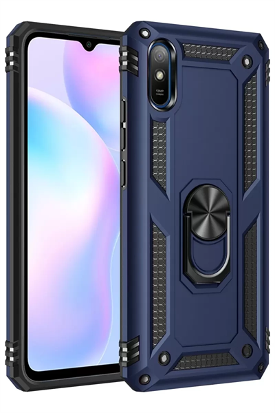 Xiaomi Redmi 9A Kılıf Sofya Yüzüklü Silikon Kapak - Lacivert