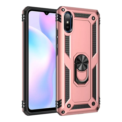 Xiaomi Redmi 9A Kılıf Sofya Yüzüklü Silikon Kapak - Rose