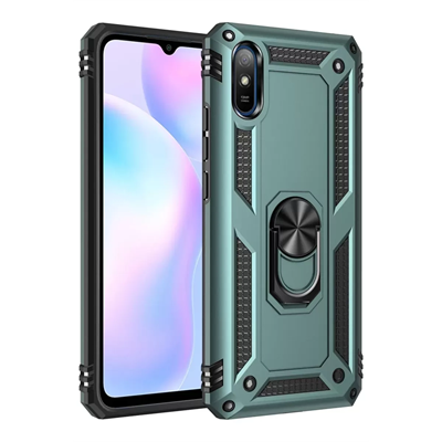 Xiaomi Redmi 9A Kılıf Sofya Yüzüklü Silikon Kapak - Yeşil